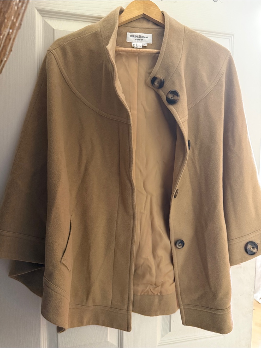 Helene Berman Camel Short Cape Coat